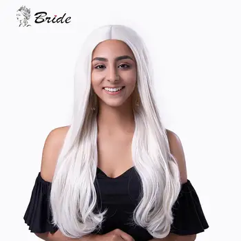 

BRIDE Long White Wig Cosplay Women's Wig Hair Extension Synthetic Wigs Water Wave False Hair Natural Soft Lolita for Party
