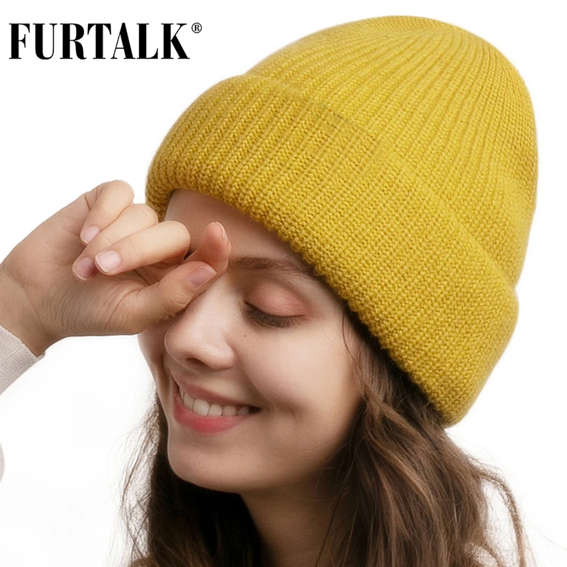 FURTALK Beanie Winter Hat for Women Knitted Slouchy Beanie Men Skullies Ladies Warm Hats Soft Female Korean Winter Cap