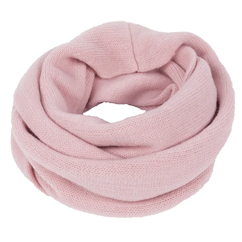 Осенне-зимний теплый Женский вязаный шарф-хомут с двумя кругами, длинный шарф, шаль для девочек, кольцевой воротник, шейный платок - Цвет: pink