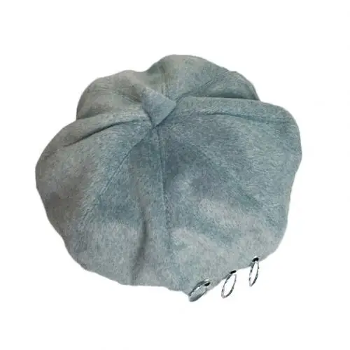 Light Gray SANWOOD женская зимняя теплая ретро искусственная шерстяная шляпа художника сплошной цвет железный обруч берет Кепка - Цвет: Light Gray