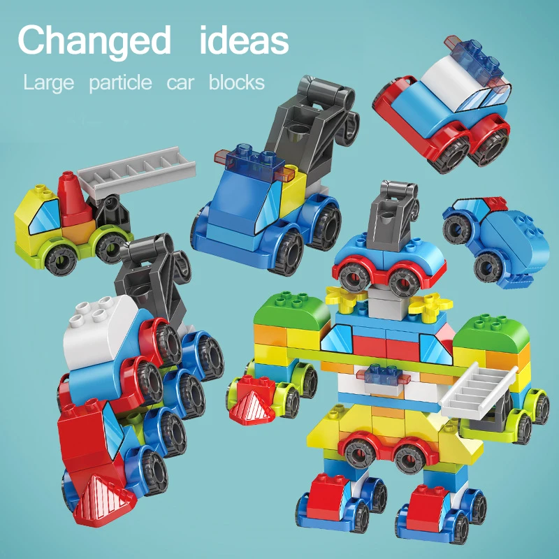 

City block toy pack car girls and boys big particle block toys
