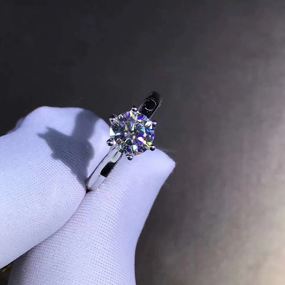 Специальный дизайн 18 К кольцо из белого золота Муассанит 6 коготь 1ct 2ct 3ct Лаборатория алмаз свадьба юбилей Муассанит кольцо на заказ