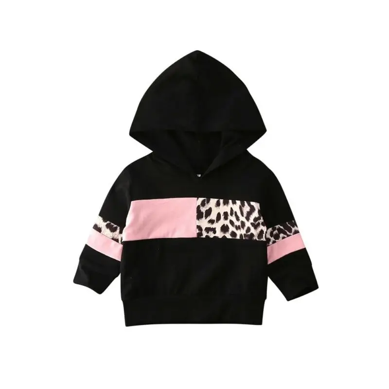 Pudcoco Baby/весенне-осенний модный детский свитер с капюшоном для маленьких девочек; толстовка с леопардовым принтом
