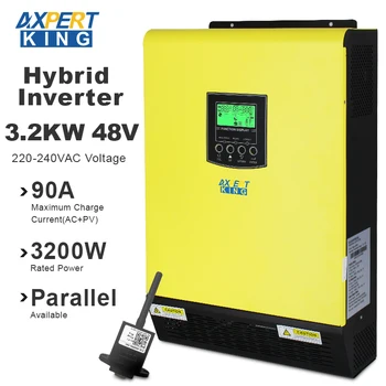 

WIFI Hybrid Solar Inverter 3200W 48v 230vac PV Input 5500W 450Vdc 90A MPPT Solar Charger 60A Battery Charger Grid Tied Inverter