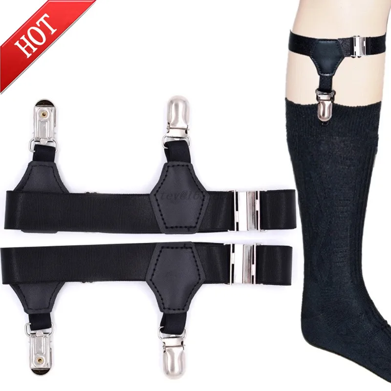 Adjustable Men Sock Single Duck-Mouth Garter Suspenders Braces Clip Belt Hold Up Non-slip Clips 2Pcs/Set