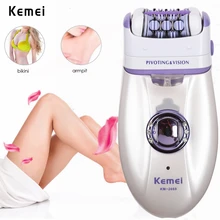 KEMEI 2 в 1 Женский электрический эпилятор Профессиональная женская эпиляция для лица, бикини, тела, ног, подмышек перезаряжаемая Женская бритва