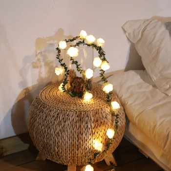 

Leaf Garland Fairy Holiday Lights Aa Battery Powered Led String Copper Lights For Wedding Lawn Yard Diy Lighting