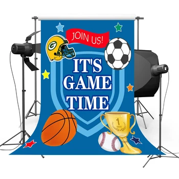 

It's Game Time Photography Newborn Baby Studio Background for Sports Party Photo Booth Props Photography Backdrops