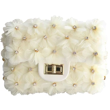 

Handmade Fashion Women Handbag Crystal Diamond Studded Lace Flower Fashion Crossbody Purse Shoulder Flap Bag for Lady Girl Purse
