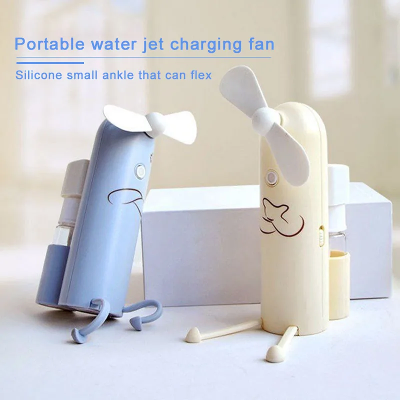 

Water Jet Fan Spray Fan Mini Fan Cartoon Portable Fashion Plastic Mobile Phone Holder for Office Gift Travel Student Friend