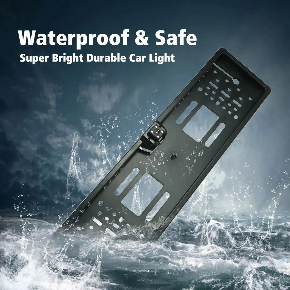 Driintel Reversing Camera EU European License Plate Frame Car Rear View 4 LED Waterproof CCD Night Vision Video | Автомобили и