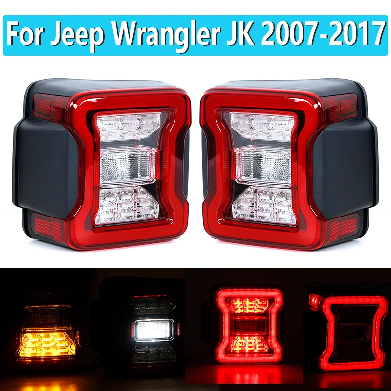 

Дневные ходовые огни 2 шт. для Jeep Wrangler JK 2007-2017 Pop, светодиодная задняя лампа, задние фонари, стоп-сигнал, задний свет, автомобильная фара в сборе
