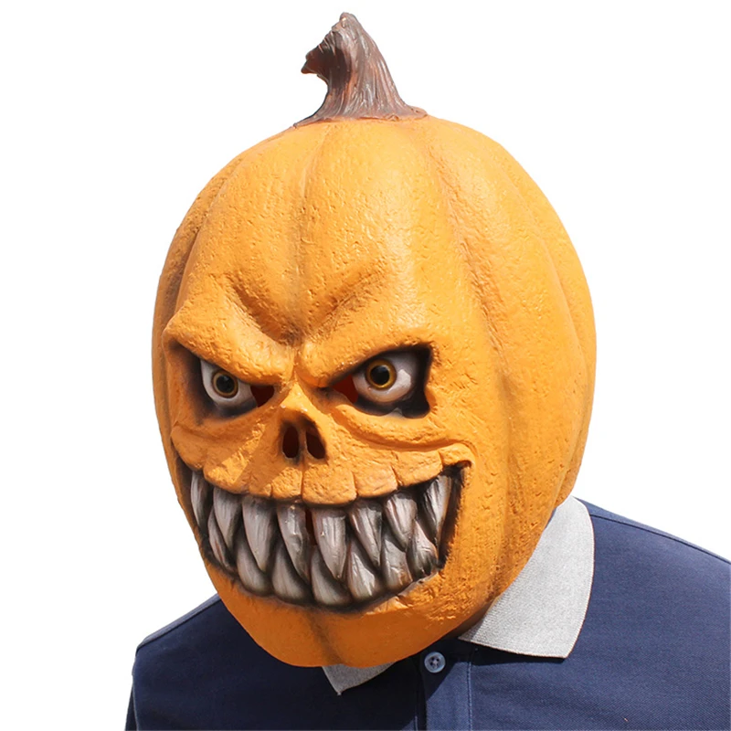 Хэллоуин тыква маска латексный Фильм Косплей Взрослый злой Вечерние Маски для Хэллоуина вечерние полный шлем пугающая маска
