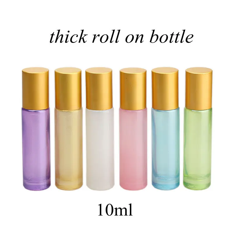 12pcs/lot Empty Perfume Essential Oil Vials High Quality 10ML Thick Glass Roll On Bottle with Stainless Steel Roller Ball