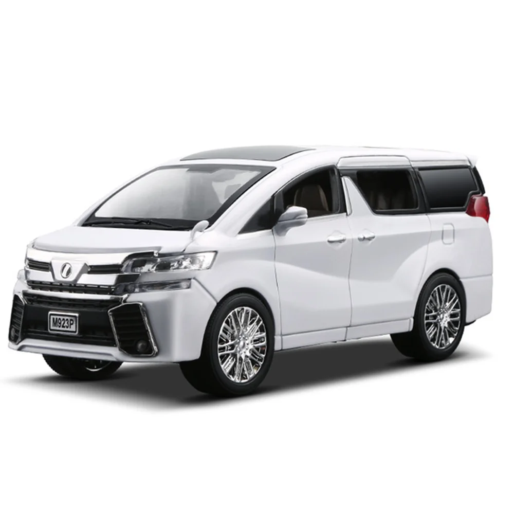 Новинка 1:24 1:32 Toyota Alphard Роскошная бизнес-модель автомобиля из сплава с откидной спинкой литые игрушечные транспортные средства 6 дверей можно открыть - Цвет: 24 White no box P