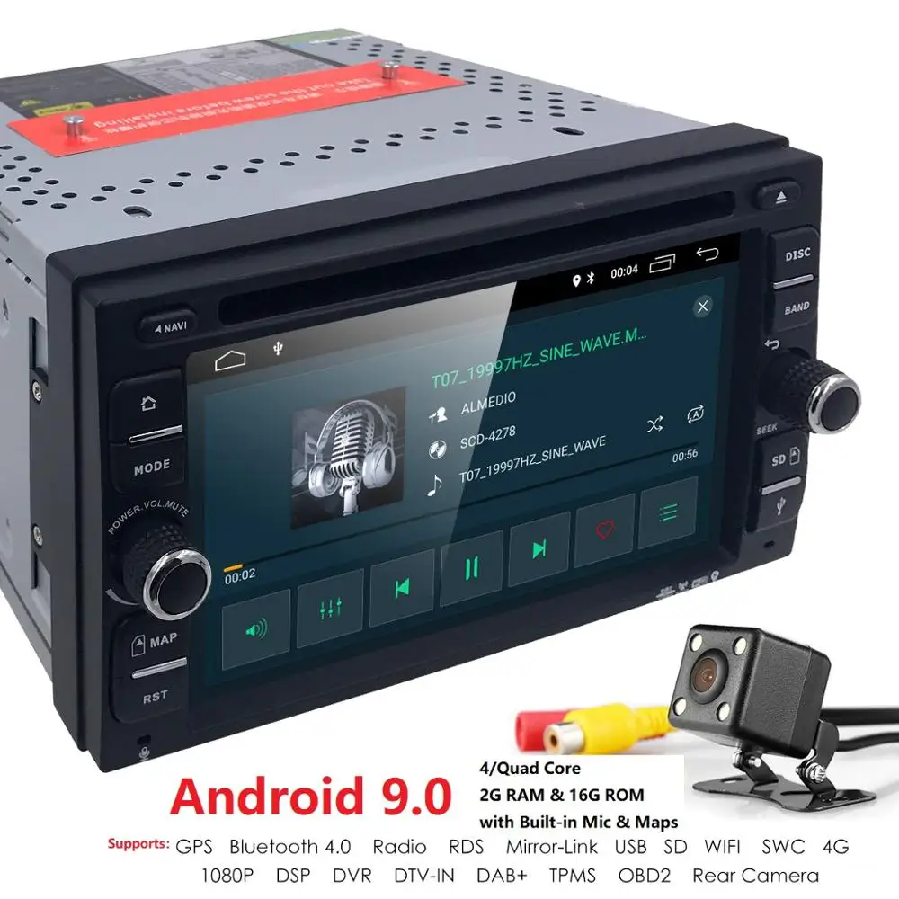 Excellent 2 din car radio gps Android 9.0 Car DVD player Multimedia audio for nissan xtrail Qashqai juke Head unit gps navigation 2G+16G 4