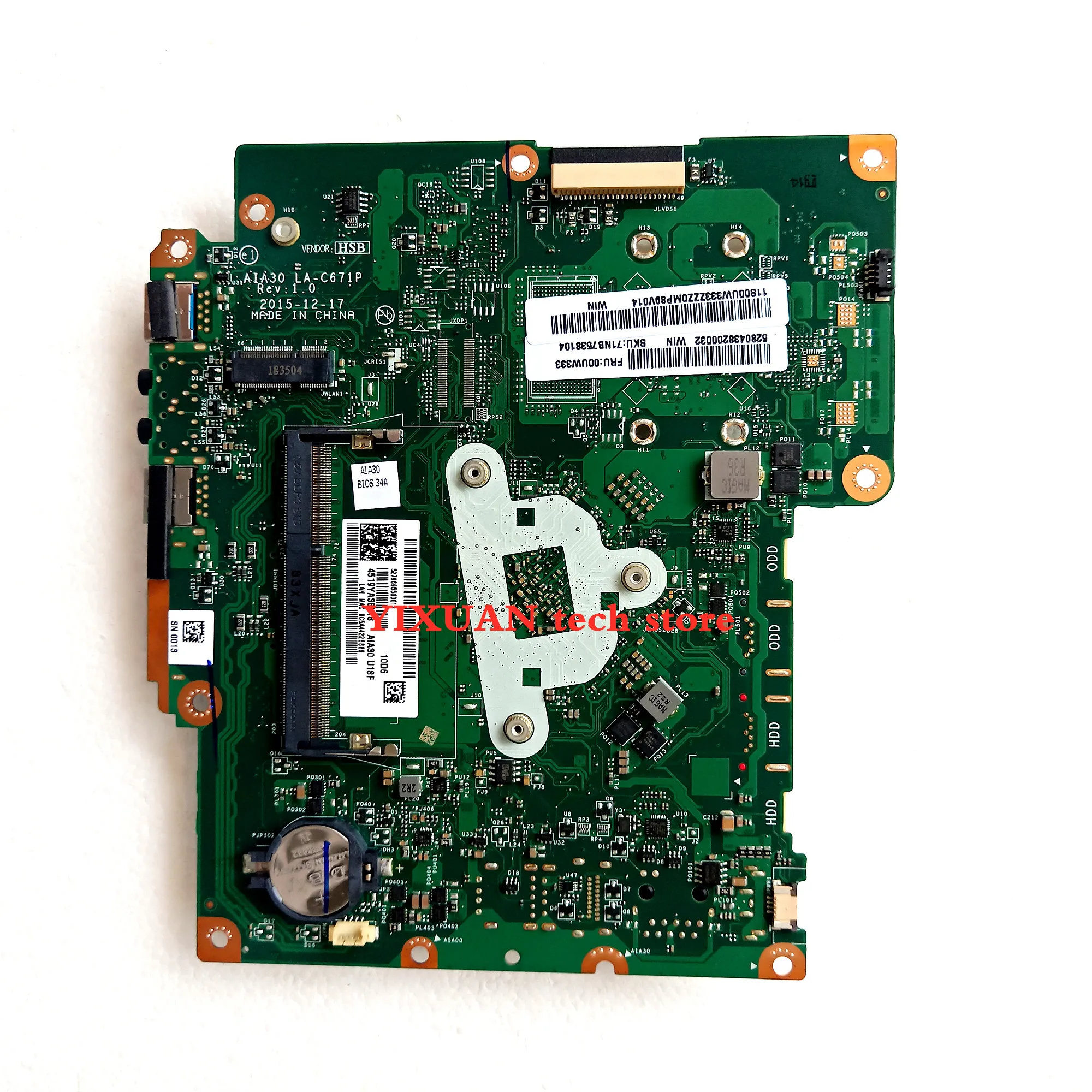 Cabido da Placa Principal para Lenovo Placa-mãe S200z C2000 Aio J3060 J3710 Aia30 Ibswsc V1.0 00uw333 Trabalho Testado 100 - Imagem 2