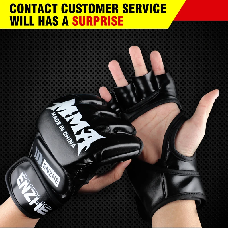 Details about   Fighting MMA Black Boxing Sports Leather Gloves Tiger Muay Thai Fight Box New 