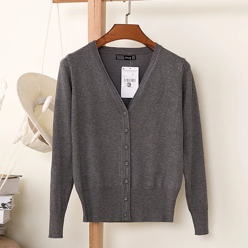 Knitted Cardigan Sweater Women 2019 Autumn Winter Casual Solid Color V-Neck Long Sleeve Coat Crochet Knit Sweater Coat Female