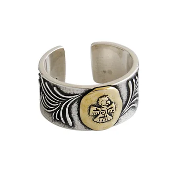 

Adjustable Ring S925 Pure Silver Vintage Rings For Women Small Eagle Width Retro Opening Personality Anniversary Gift Jewelry