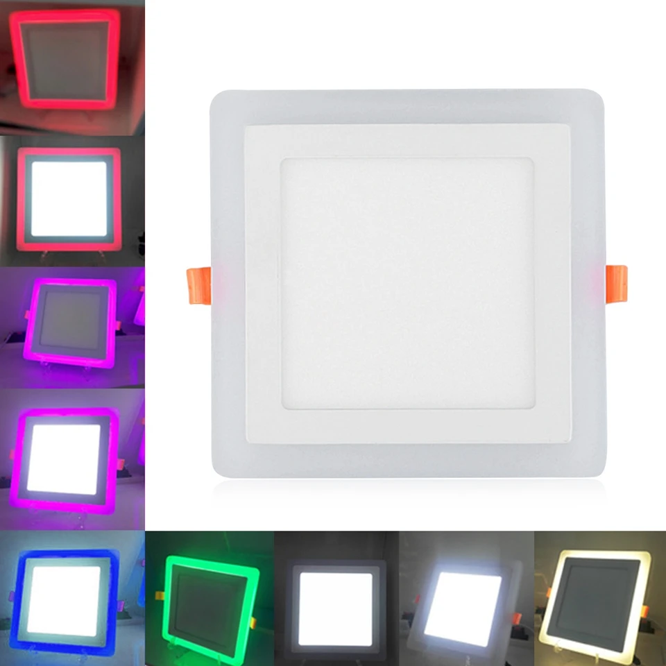 Двойной Цветной квадратный RGB светодиодный светильник на панели 6 Вт 9 16 24 ультра