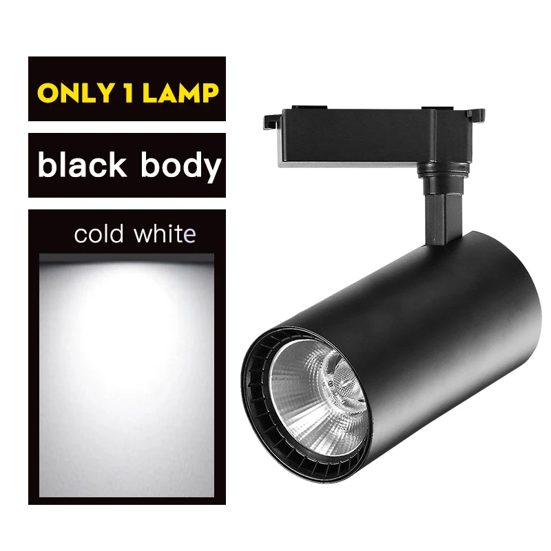 cold white 1 lamp Трековый светильник 12 Вт 20 Вт 30 Вт 40 Вт COB светодиодный Трековый светильник s светильник Точечный потолочный светильник 220 В Точечный светильник рельсовый светильник для магазина кухонной комнаты - Испускаемый цвет: cold white 1 lamp