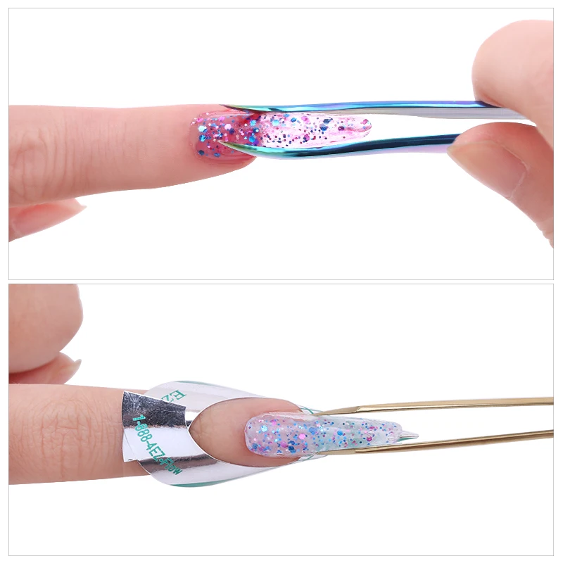Stainless Steel Tweezers Nail Styling Fixed Clip Manicure Nail Art Tools Nail Extension Shaping Tweezer Acrylic UV Gel Curve 2