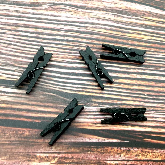 50Db Matt Fekete Barkács Karácsonyi Fotó Fal Mini Fa Klip 25X3 Mm Környezeti Kis Ruhacsipesz Gyermekek Ruhacsipeszei - Image 4