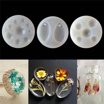 

DoreenBeads Silicone Resin Mold Round Oval Geometric White Molds Handmade Cabochon Pendants Components Jewelry DIY Findings