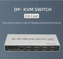 Controlador 4k 60hz porta dupla 1 para fora interruptor de kvm displayport hdmi usb monitor conexão computador estável 8k