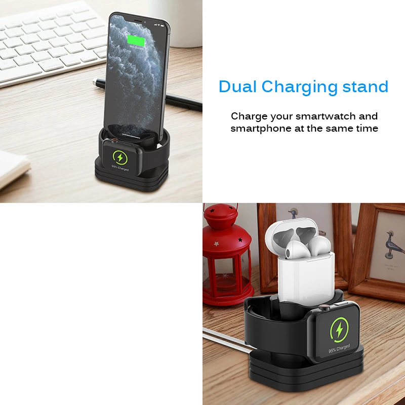 Multifunctional Charging Dock Station Base Holder Charger Silicone Desk Charging Base For Airpods For Most Type Smart Phone