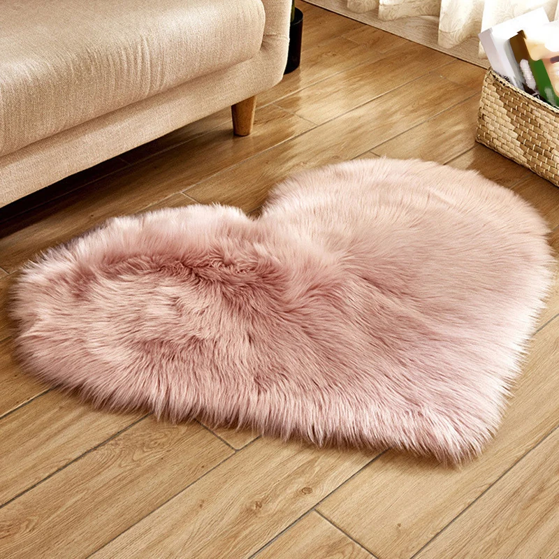 Heart Pink 30cm Около 30 см экологичный мягкий домашний коврик из искусственного меха, теплый коврик для спальни, дивана, стула, стола, коврик круглый/сердце, ковер для украшения дома - Цвет: Heart Pink 30cm