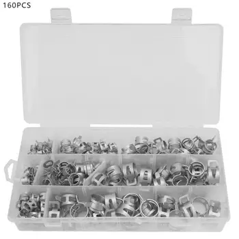 

160Pcs Spring Clips Hose Clamp Air Tube Worm Clip Assortment Kit Water Pipe Clips Fastener
