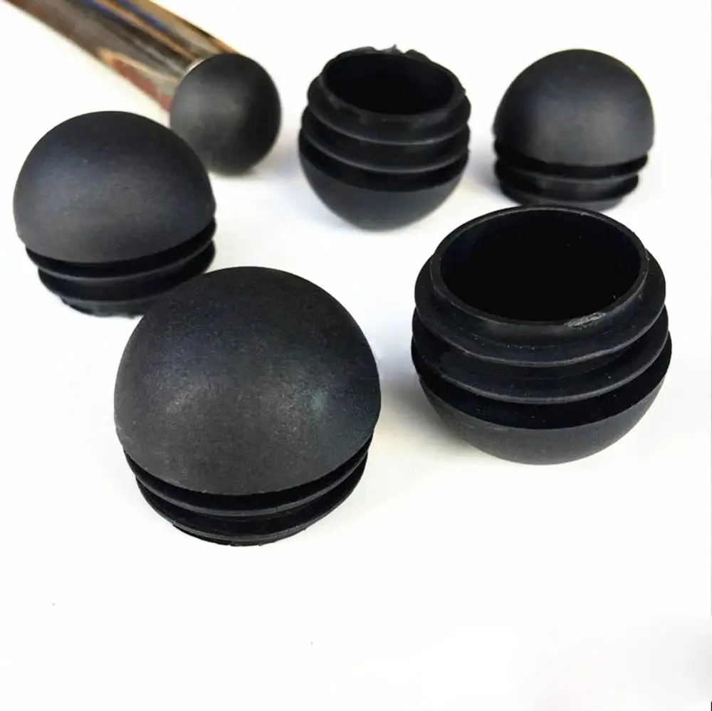Domed Round Plastic Black Blanking End Caps Tube Pipe Inserts Plug 19mm 22mm 25mm 32mm 5/10/20/50Pcs pipe end cap