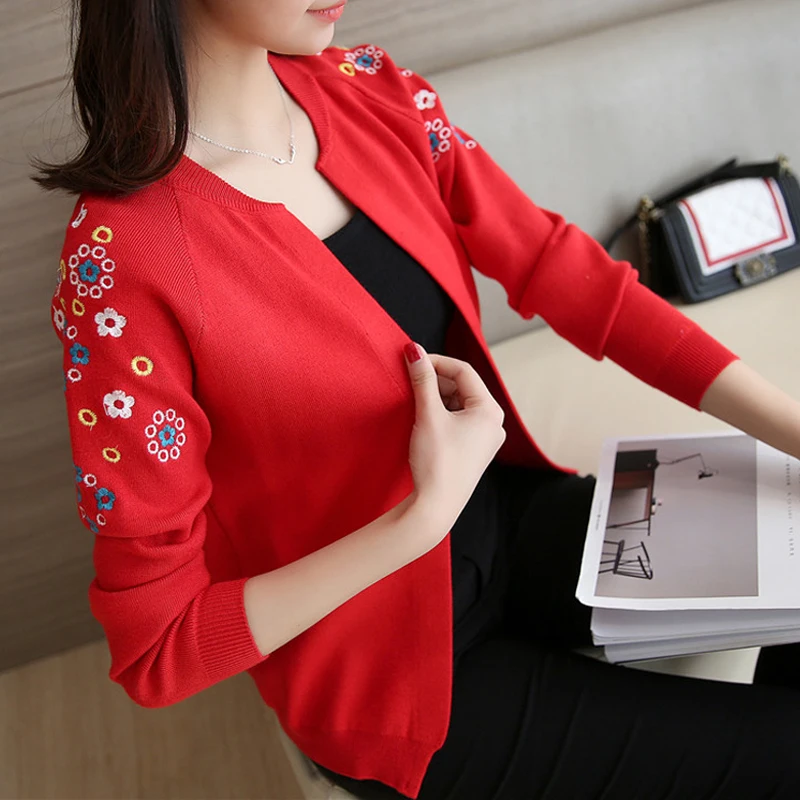 Blusas De Inverno Feminina, женский джемпер, вязаный кардиган с цветочным рисунком, тонкая Корейская версия, школьный свитер, подходит ко всему, шаль
