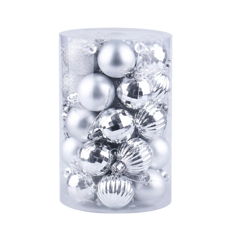 34Pcs 40mm Christmas Tree Balls Small Bauble Hanging Home Party Ornament Decor - Color: Silver