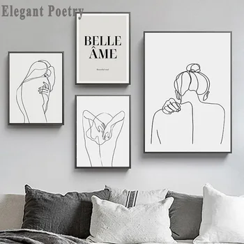 

Art Line Figures Drawing Poster Abstract Minimalist Wall Art Canvas Print Famous Painting Moder Decorative Picture