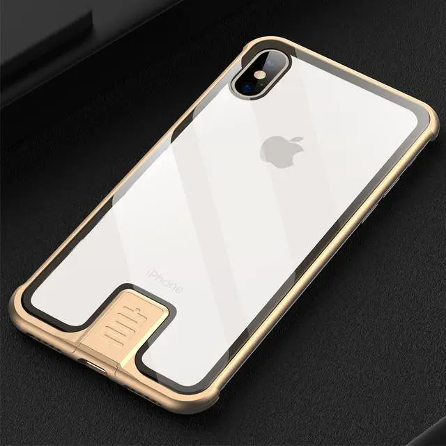 Чехол для Iphone Xs Max Xr Xs X 9h твердость прозрачное закаленное стекло Алюминиевый металлический чехол для Iphone 7 8/Plus Тонкий чехол s - Color: Gold