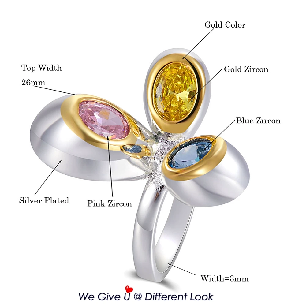 DreamCarnival1989 Original Flower-Ring for Women Multi-Color Zircon Exaggerated Personality Design Fashion Gift Big Sale WA11791 images - 6