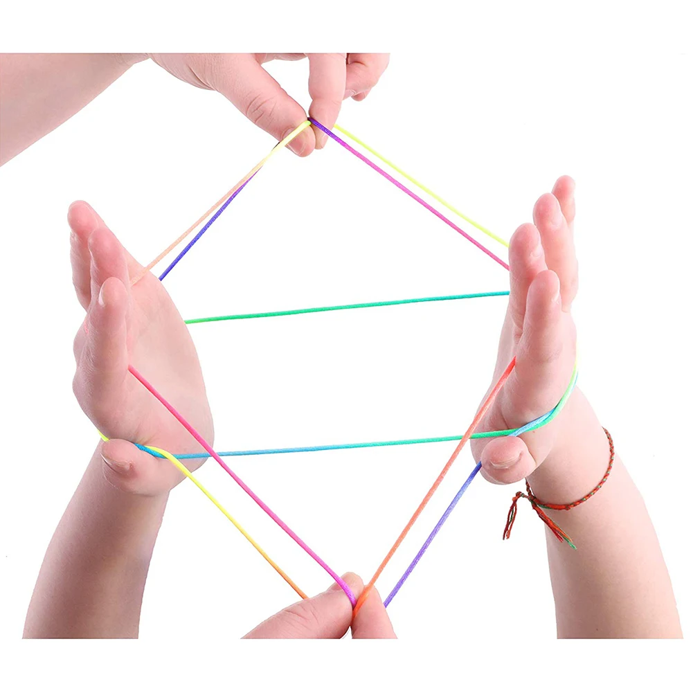 Kids String Game Toy Rainbow Colour Fumble Finger Thread Rope Developmental Toy Puzzle Interactive Game toys 5