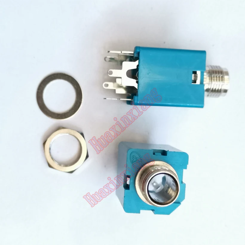 Microfone de Áudio Estéreo Jack Fêmea Conector de Soquete Azul Preto 5p 3p 635 mm 20 Pcs Lot