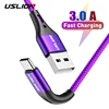 USB Type C кабель для передачи данных USLION 3A для Samsung Galaxy S10 S9 Xiaomi Redmi Note 7 Huawei, быстрая зарядка, зарядное устройство для телефона 2 м 3 м ► Фото 1/6