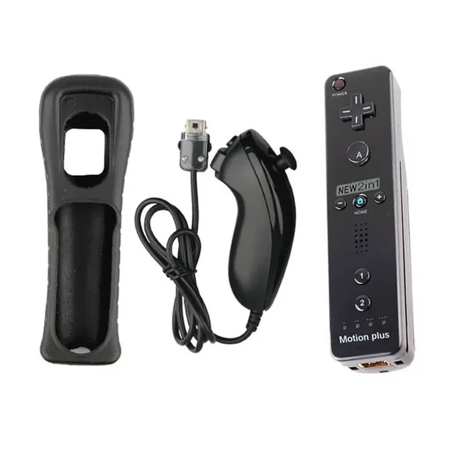 2 In 1 For Wii Wireless Controle Built In Motion Plus Remote Controller + Nunchuck For Nintendo Wii Bluetooth Gamepad Joystick