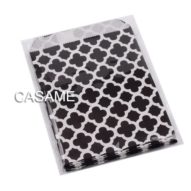 25pcs treat Candy Bag Chevron Polka Dot Bags Kraft Paper Bags Wedding Birthday New Year Party Favors Supplies Gifts Bags Black honeycomb