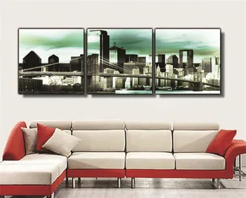 

Unique Design Painting Wall Art 3 Photo with Architectural and Sky Picture Frame Wallpaper Painting for Home Wall Decor