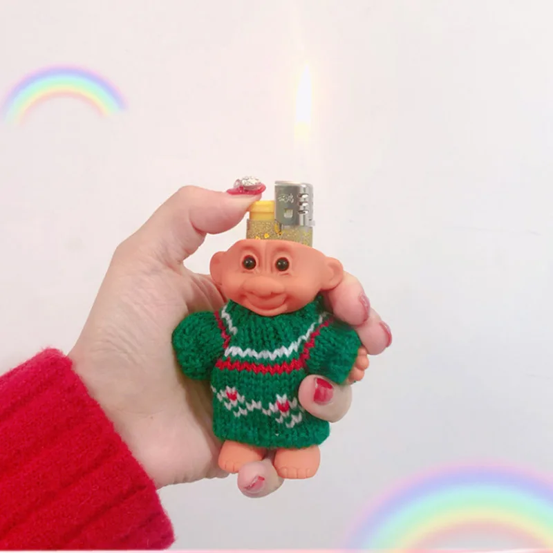 New Christmas Cute Rubber Doll Lighters Case Sweate Trolldroll