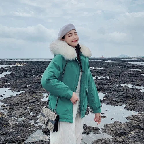 

Photo Shoot 2019 New Style down Jacket Women's Korean-style Short Fashion Loose Slimming Short-height Students Cotton Coat Fashi