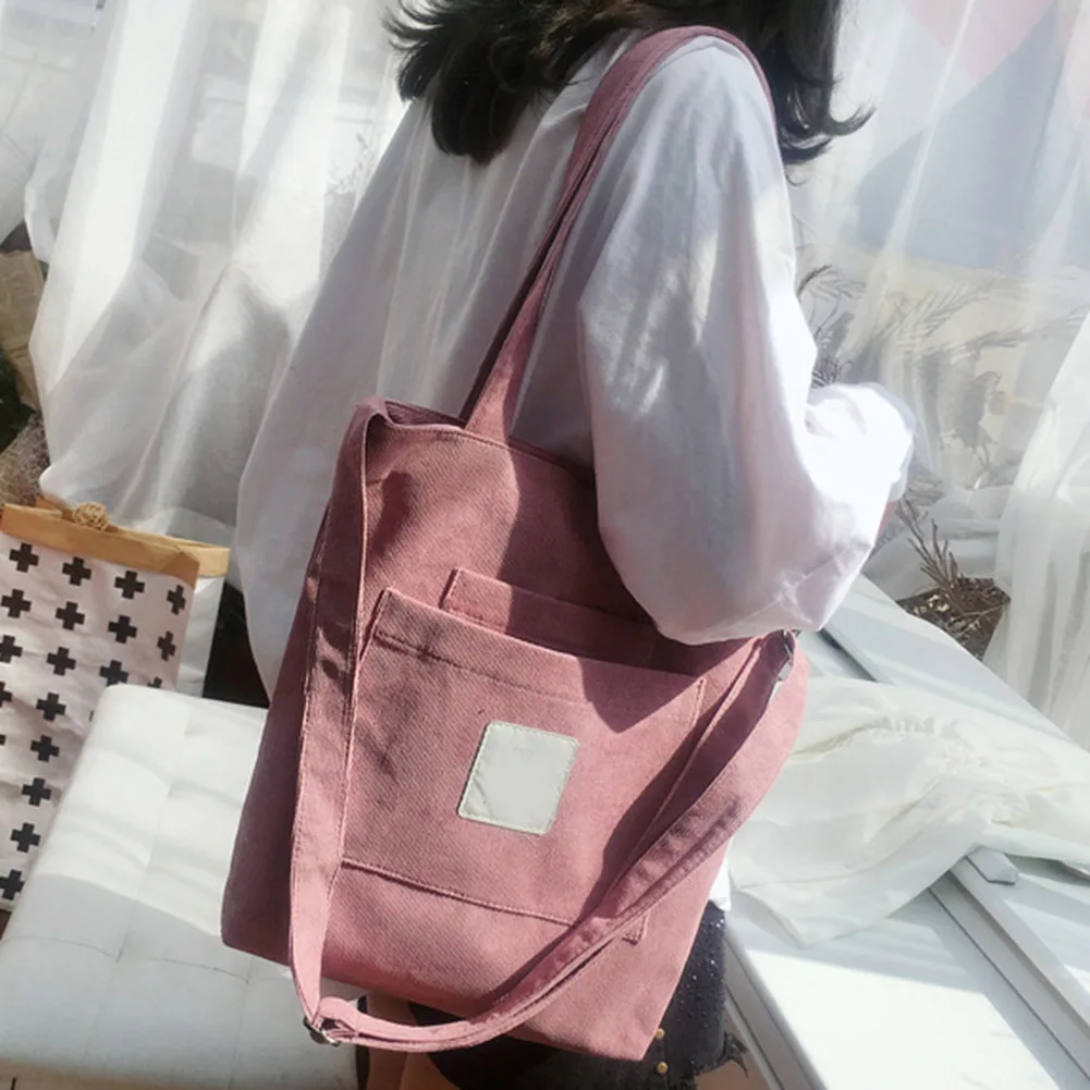 

New Style Corduroy Shoulder Bag Women Crossbody Casual Large Capacity Multi-pockets Tote Bag