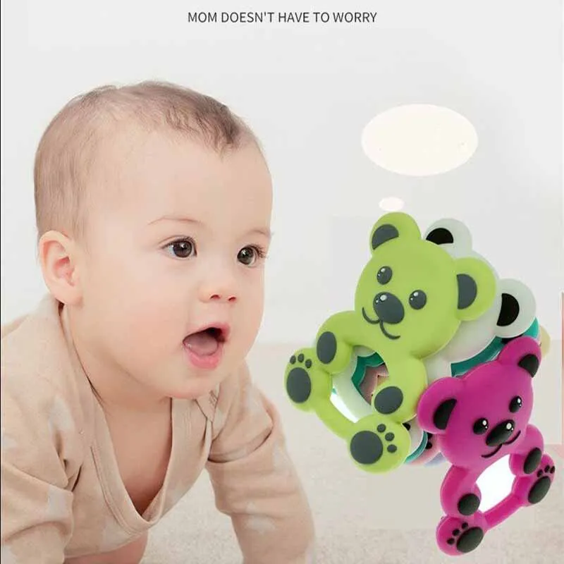 8 개/묶음 아기 실리콘 러블리 베어 멀티 컬러 어금니 만화 손 이빨 Teether 진정 유아 어린이 장난감베이비 테더