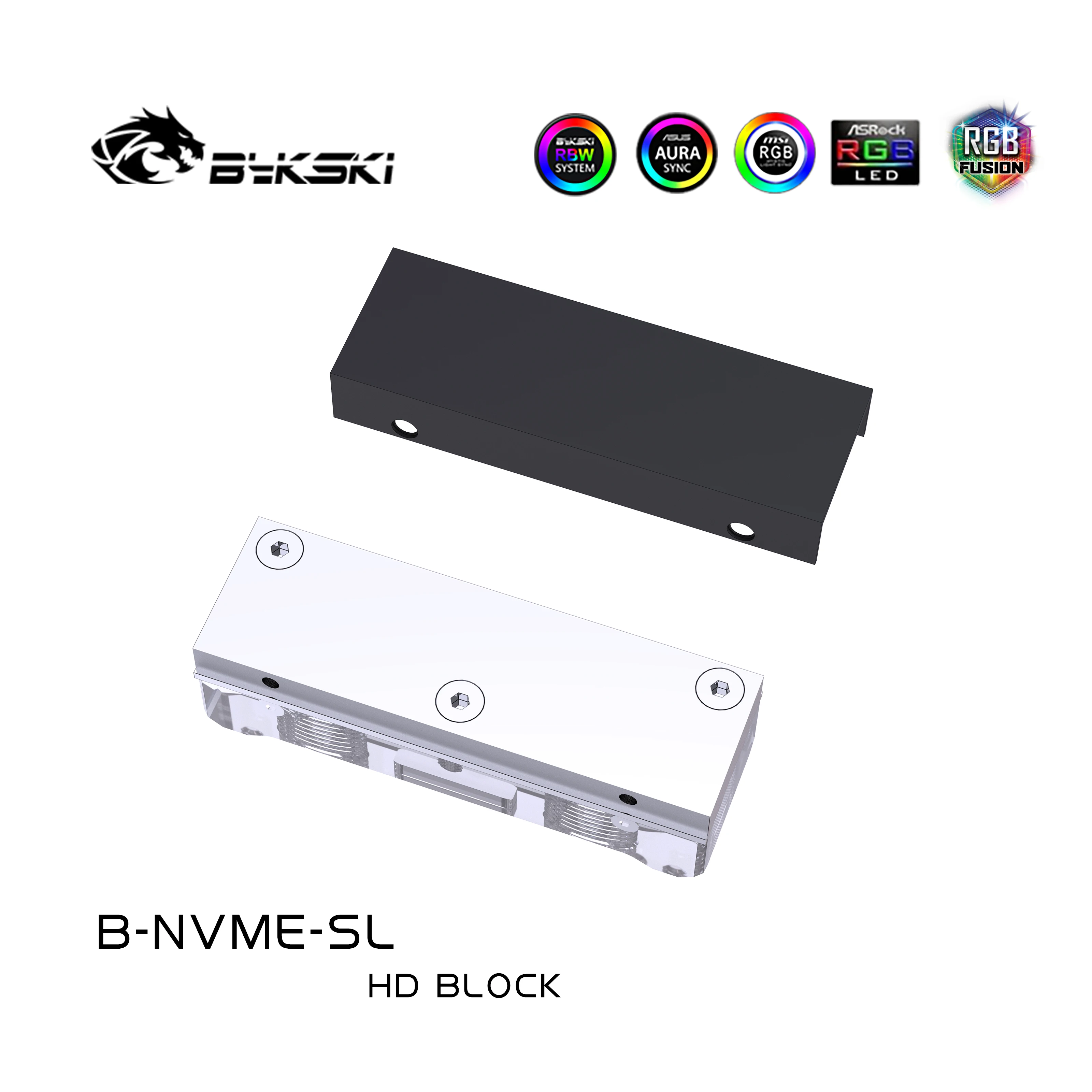 Bykski-ssd Full Acrílico Water Cooling Block Use para Solid State Drive Hard Disk Cooler Radiator B-nvme-sl M.2 - Imagem 2